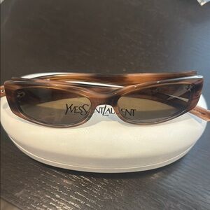 Yves Saint Laurent Brown Wraparound Sunglasses